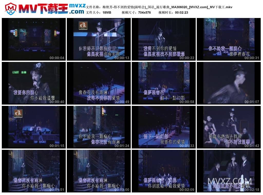 梅艳芳-得不到的爱情(演唱会)_国语_流行歌曲_MA306020